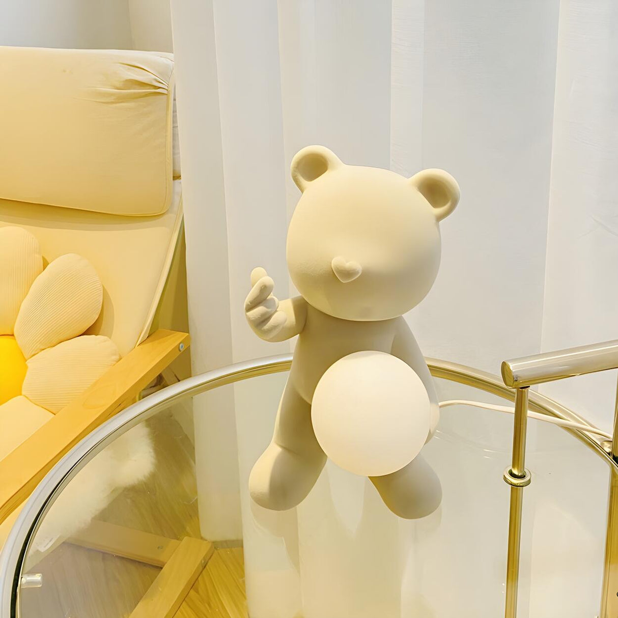 Cartoon Cute Bear Globe Glass Shade Decor Table Lamp Image - 1