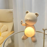 Cartoon Cute Bear Globe Glass Shade Decor Table Lamp Image - 3