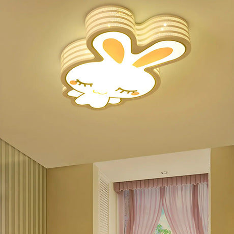 Cartoon Lovely Rabbit Dimmable LED Flush Mount Light Image - 1