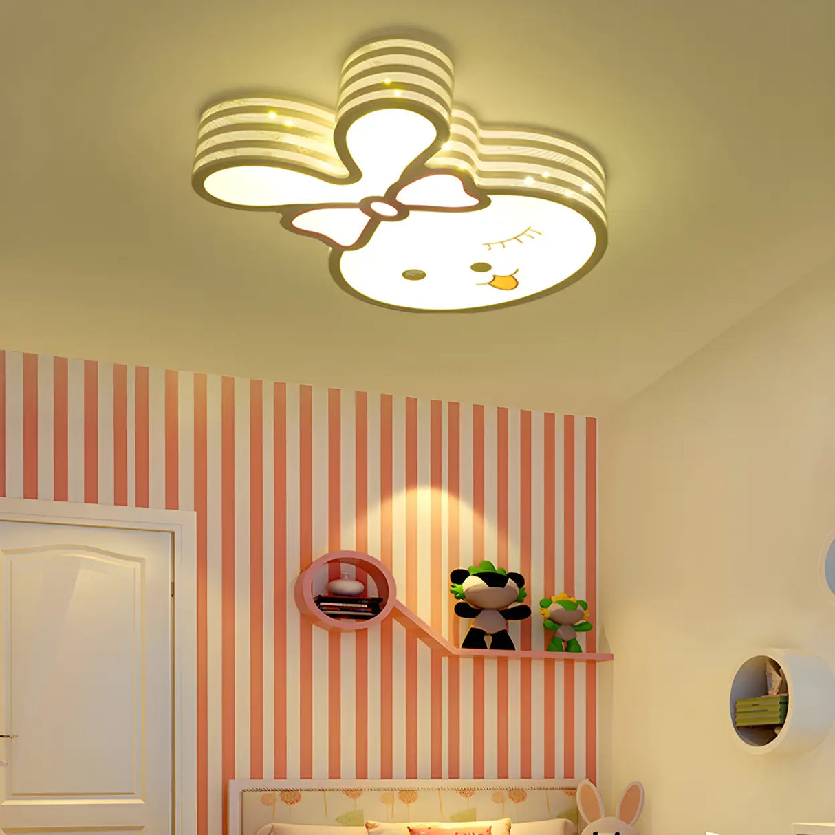 Cartoon Lovely Rabbit Dimmable LED Flush Mount Light Image - 4