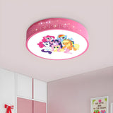 Cartoon My Little Pony Pink Drum LED Flush Mount Light Image - 1