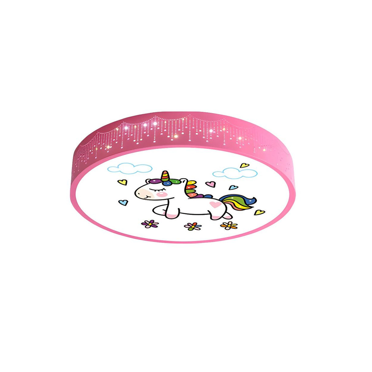 Cartoon My Little Pony Pink Drum LED Flush Mount Light Image - 11