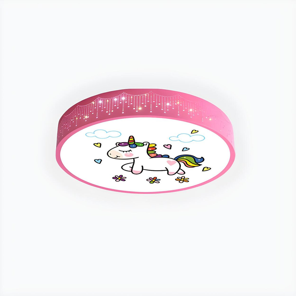 Cartoon My Little Pony Pink Drum LED Flush Mount Light Image - 12