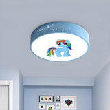 Cartoon My Little Pony Pink Drum LED Flush Mount Light Image - 14