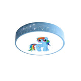 Cartoon My Little Pony Pink Drum LED Flush Mount Light Image - 16