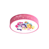 Cartoon My Little Pony Pink Drum LED Flush Mount Light Image - 3