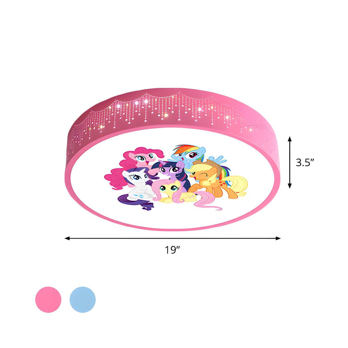 Cartoon My Little Pony Pink Drum LED Flush Mount Light Image - 4