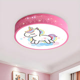 Cartoon My Little Pony Pink Drum LED Flush Mount Light Image - 5