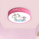 Cartoon My Little Pony Pink Drum LED Flush Mount Light Image - 6