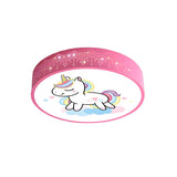 Cartoon My Little Pony Pink Drum LED Flush Mount Light Image - 7