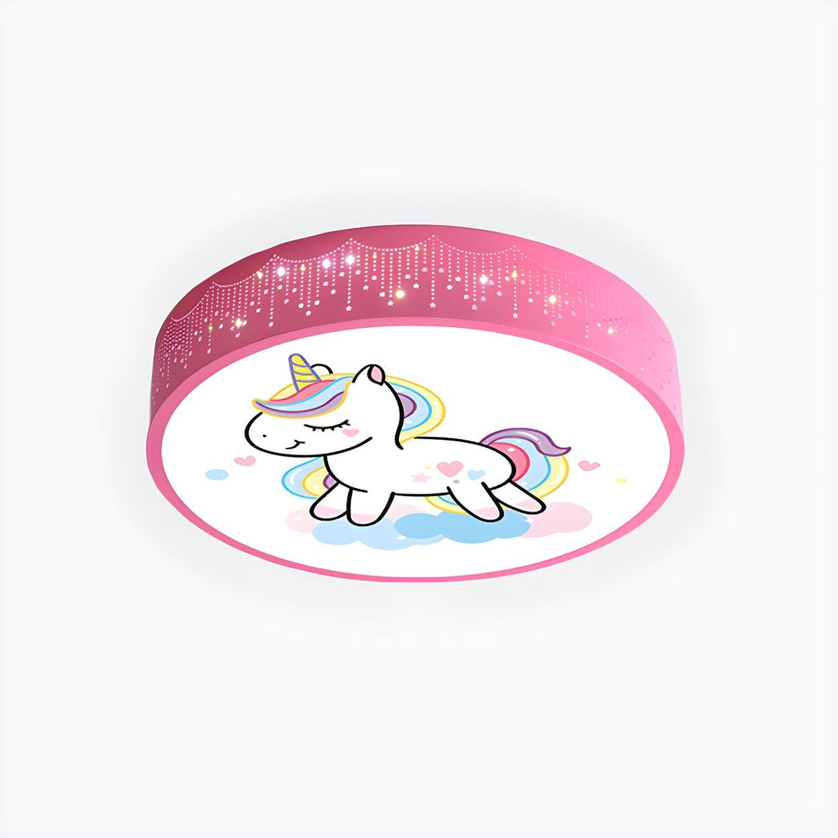 Cartoon My Little Pony Pink Drum LED Flush Mount Light Image - 8