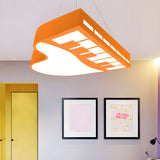 Cartoon Piano Acrylic Kids Room Orange LED Chandelier Image - 2