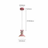 Cartoon Pink Rabbit Resin Pendant Light for Kids Room Image - 16