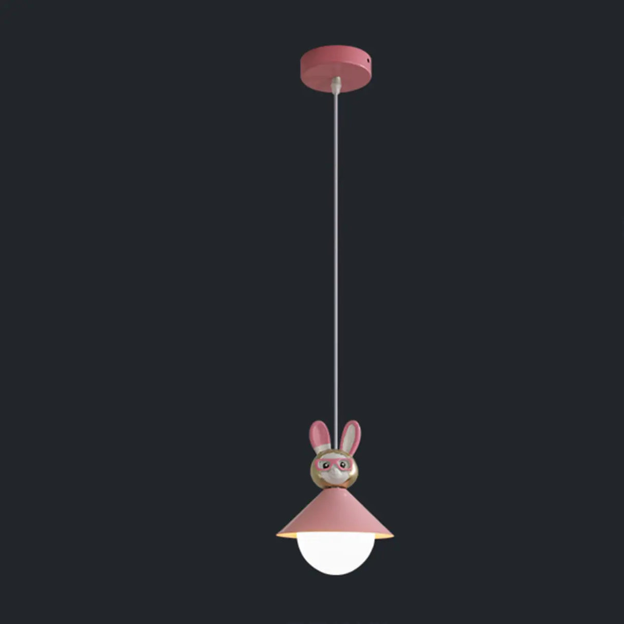 Cartoon Pink Rabbit Resin Pendant Light for Kids Room Image - 2