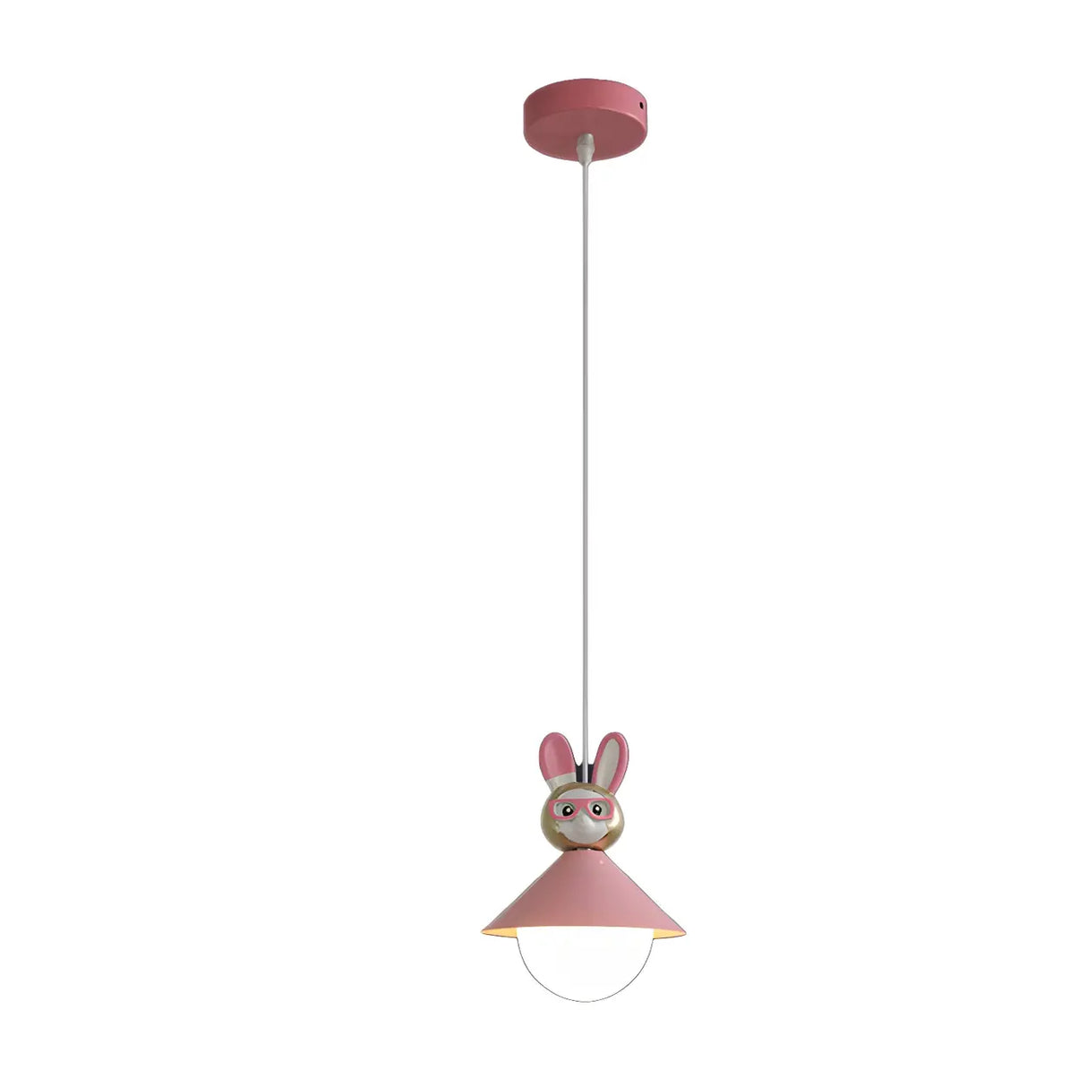 Cartoon Pink Rabbit Resin Pendant Light for Kids Room Image - 9