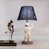 Cartoon Resin Astronaut Blue Fabric Shade Table Lamp Image - 1