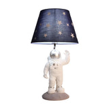 Cartoon Resin Astronaut Blue Fabric Shade Table Lamp Image - 4