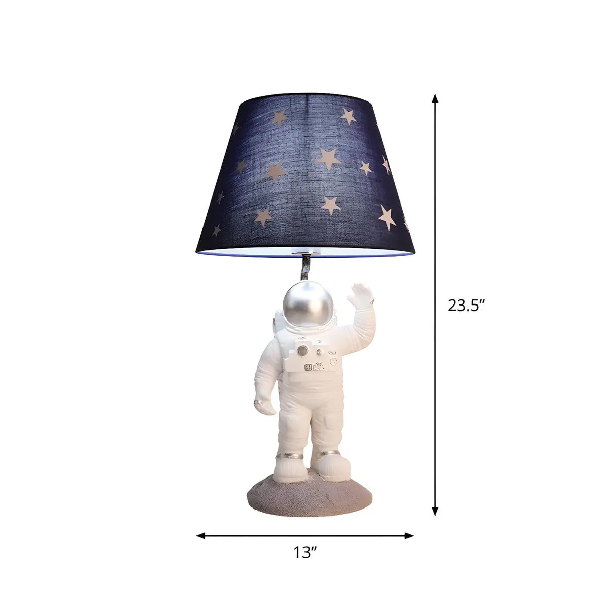 Cartoon Resin Astronaut Blue Fabric Shade Table Lamp 