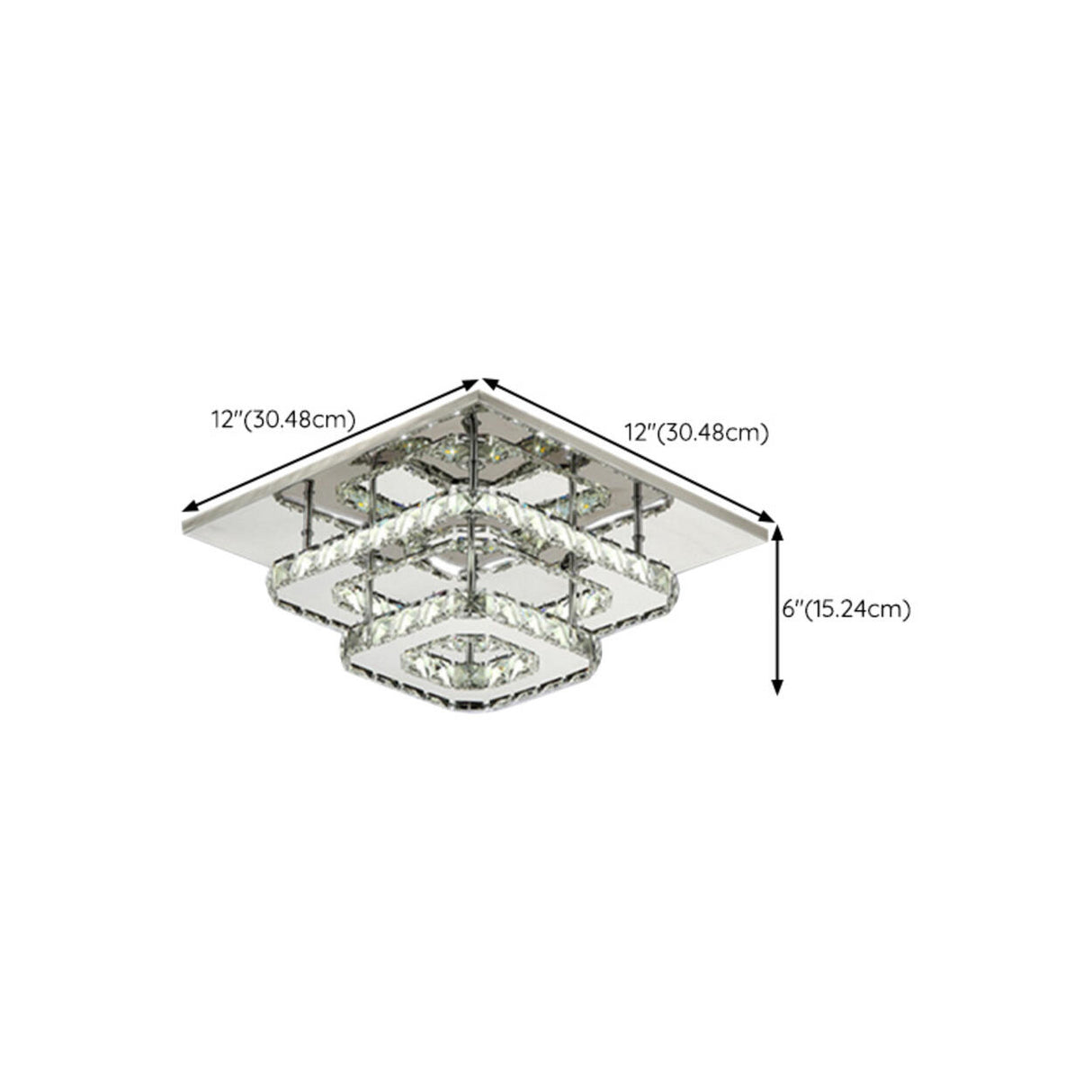 Cascading Square Crystal Semi-Flush Mount Ceiling Light 