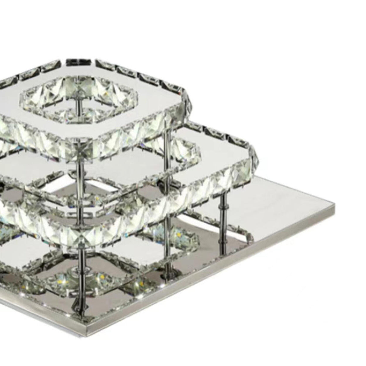 Cascading Square Crystal Semi-Flush Mount Ceiling Light Image - 9