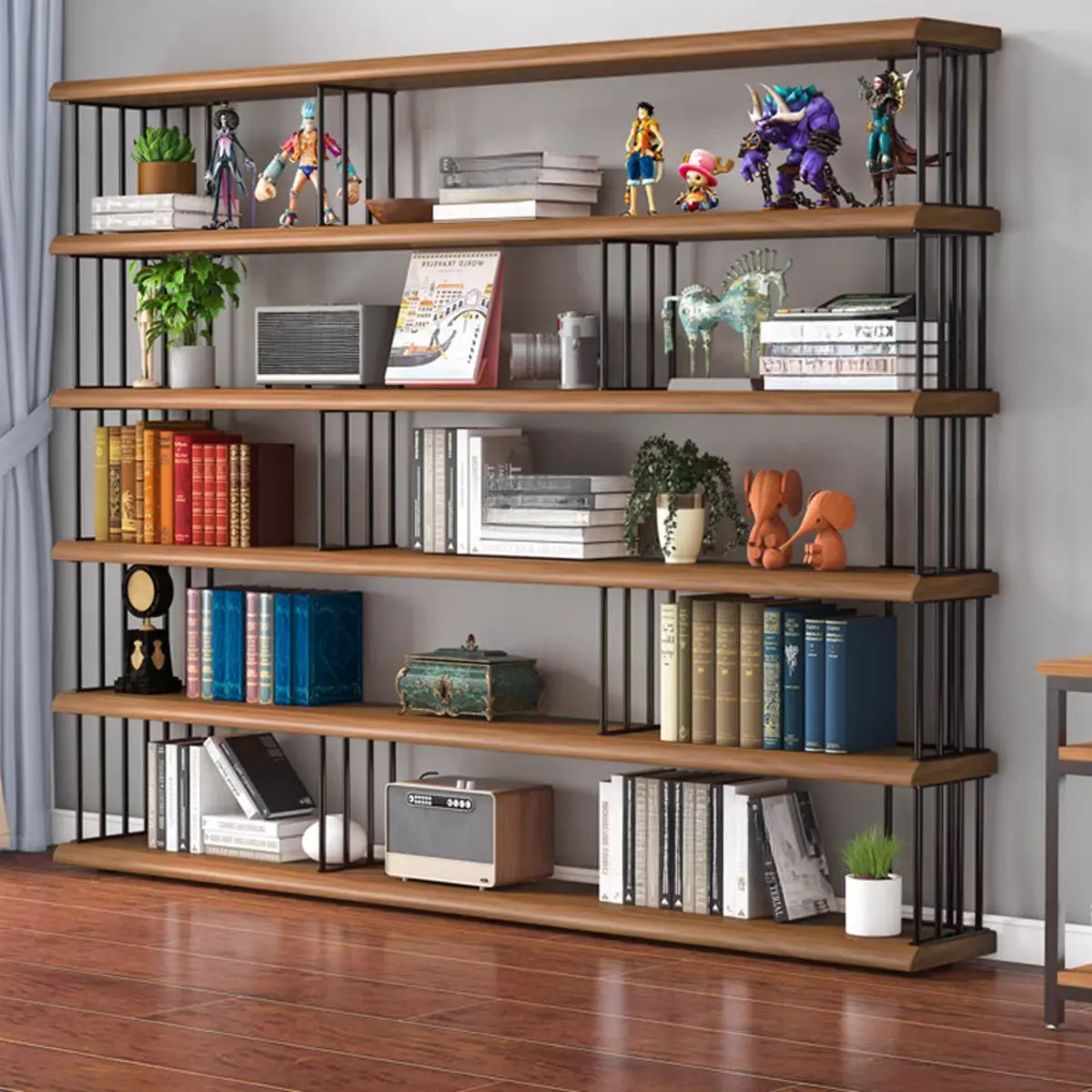 Casual Alloy 5-Shelf Open Back Organizer Bookshelf Image - 1