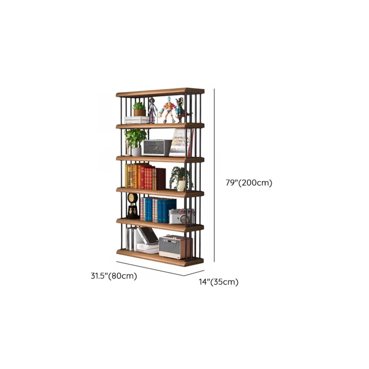 Casual Alloy 5-Shelf Open Back Organizer Bookshelf 