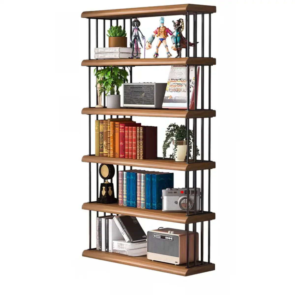 Casual Alloy 5-Shelf Open Back Organizer Bookshelf Image - 2