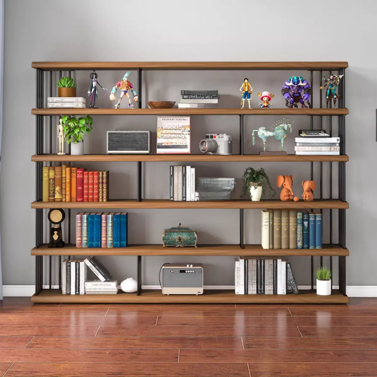 Casual Alloy 5-Shelf Open Back Organizer Bookshelf Image - 5