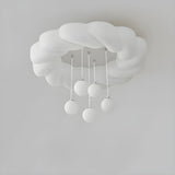 Casual Bedroom White Cloud LED Semi-Flush Mount Light Image - 11