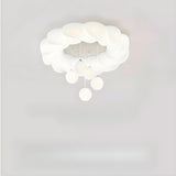 Casual Bedroom White Cloud LED Semi-Flush Mount Light Image - 12