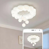 Casual Bedroom White Cloud LED Semi-Flush Mount Light Image - 14