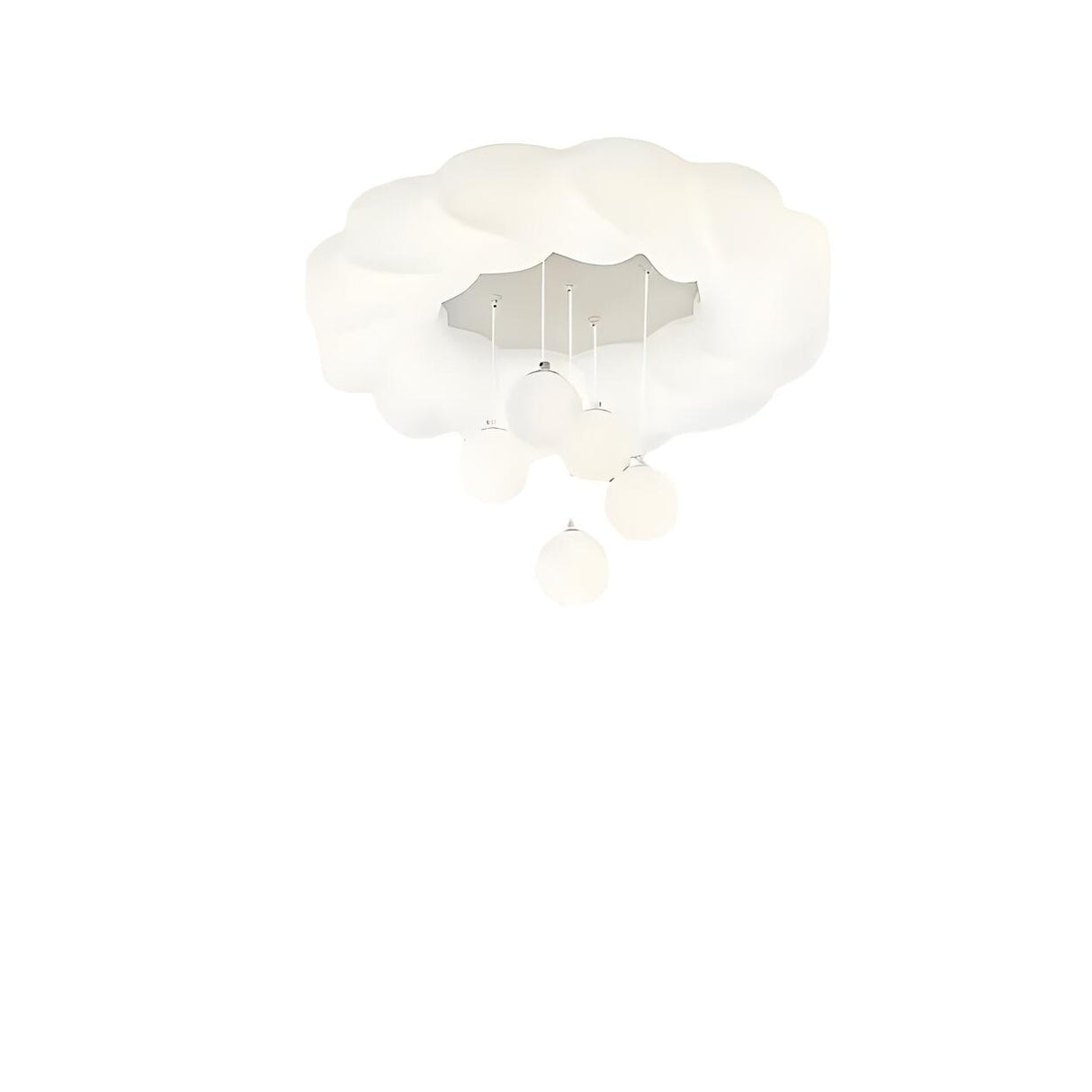 Casual Bedroom White Cloud LED Semi-Flush Mount Light Image - 5