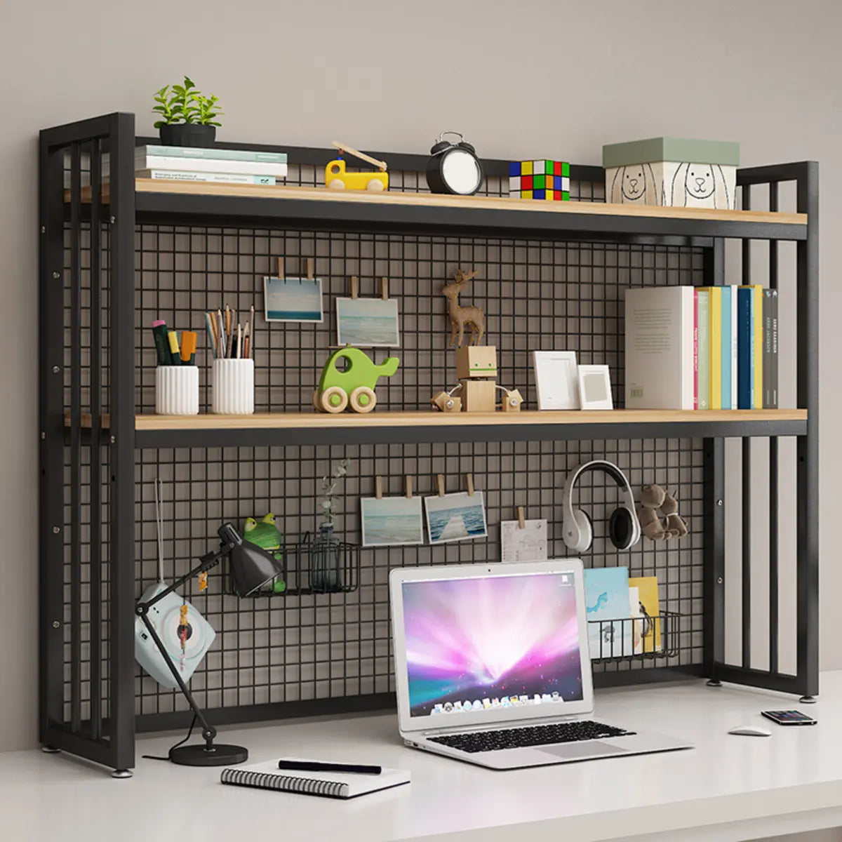 Casual Desktop Adjustable 3 Tiers Storage Bookshelf Image - 1