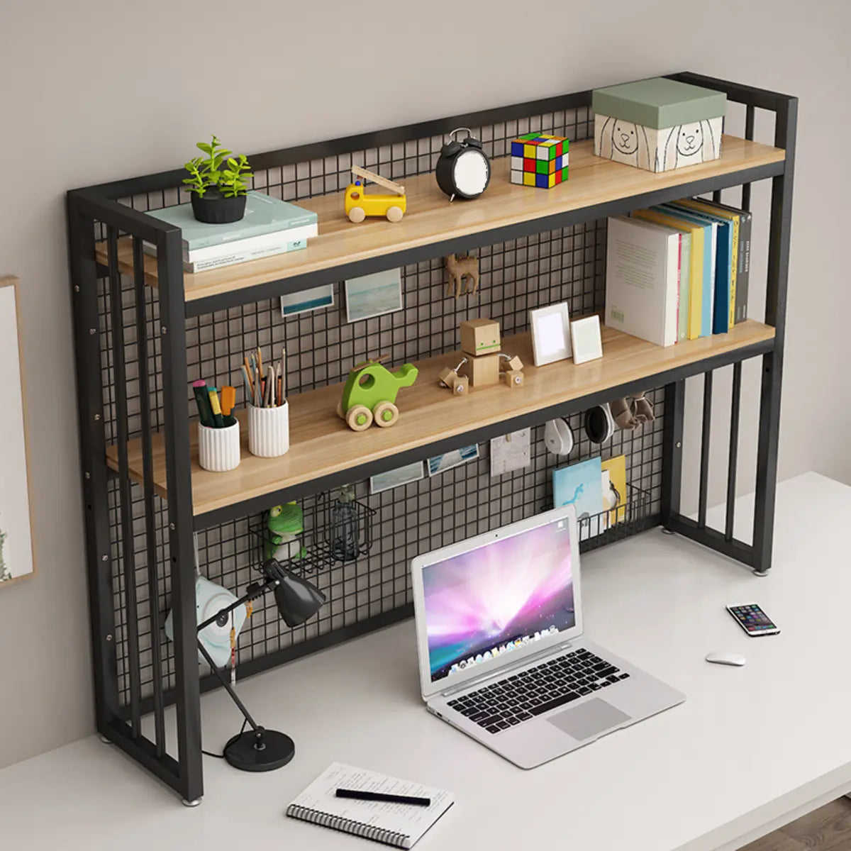 Casual Desktop Adjustable 3 Tiers Storage Bookshelf Image - 3