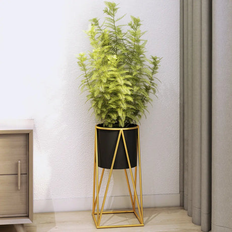 Casual Gold Metal Nesting Ground Side Table Plant Stand Image - 2