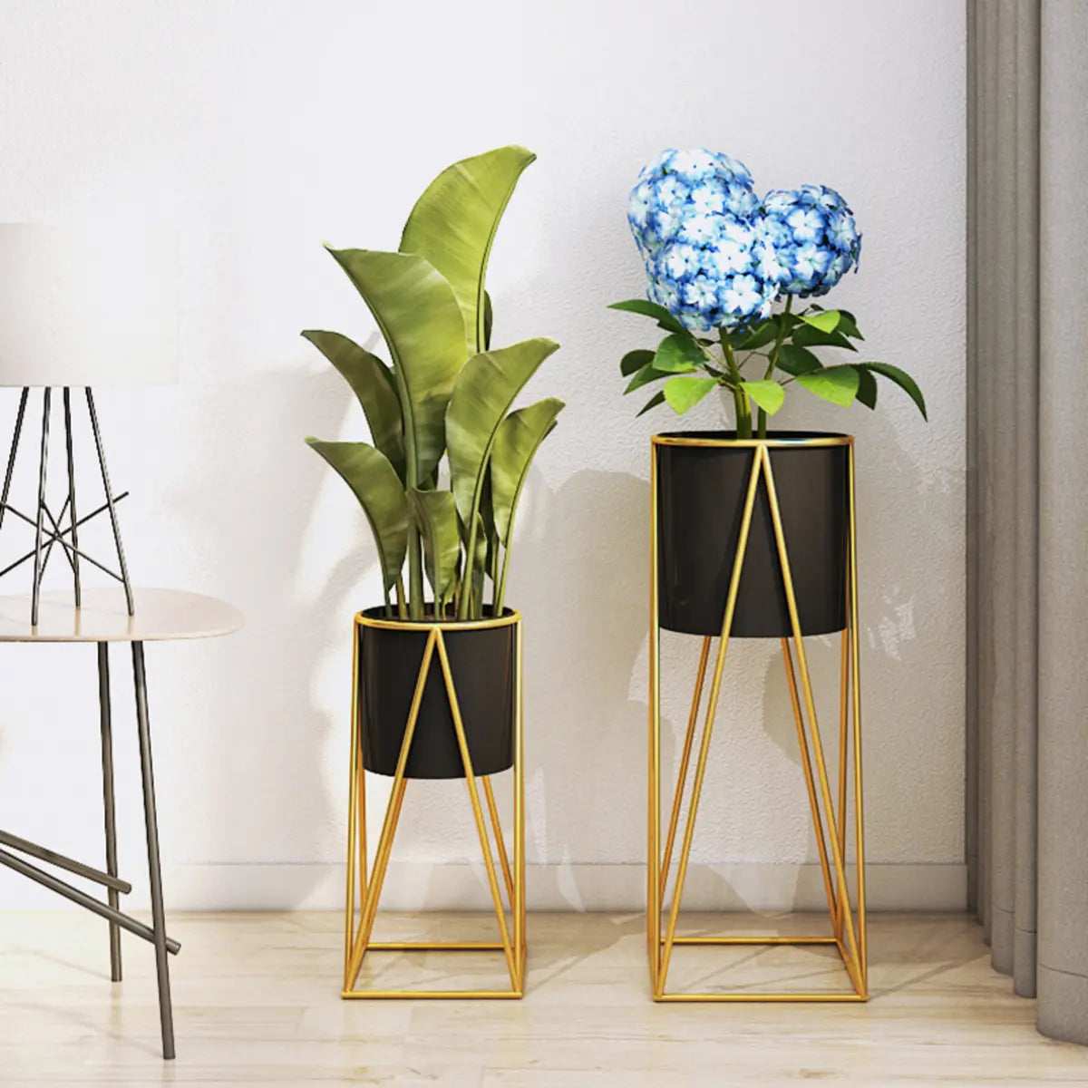 Casual Gold Metal Nesting Ground Side Table Plant Stand Image - 4