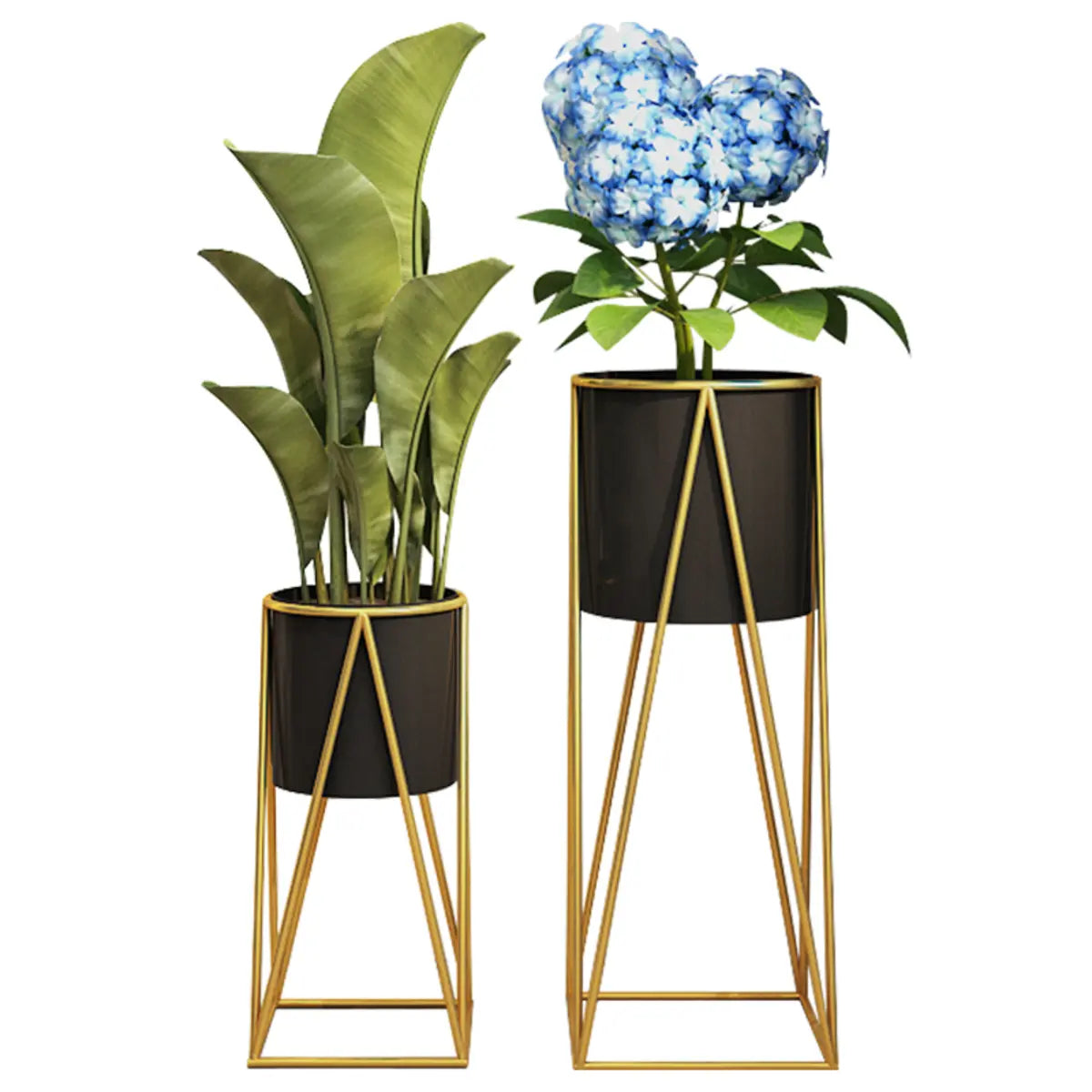 Casual Gold Metal Nesting Ground Side Table Plant Stand Image - 6