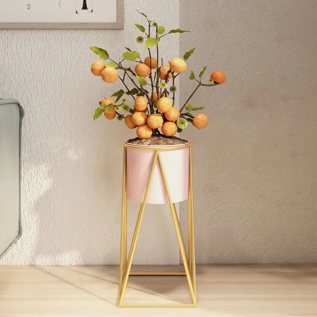 Casual Gold Metal Nesting Ground Side Table Plant Stand Image - 9