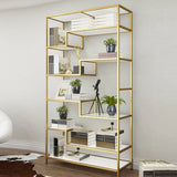 Casual Golden Alloy Rectangular Multi-shelf Bookshelf Image - 1