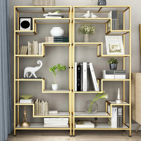 Casual Golden Alloy Rectangular Multi-shelf Bookshelf Image - 2