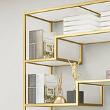 Casual Golden Alloy Rectangular Multi-shelf Bookshelf Image - 6