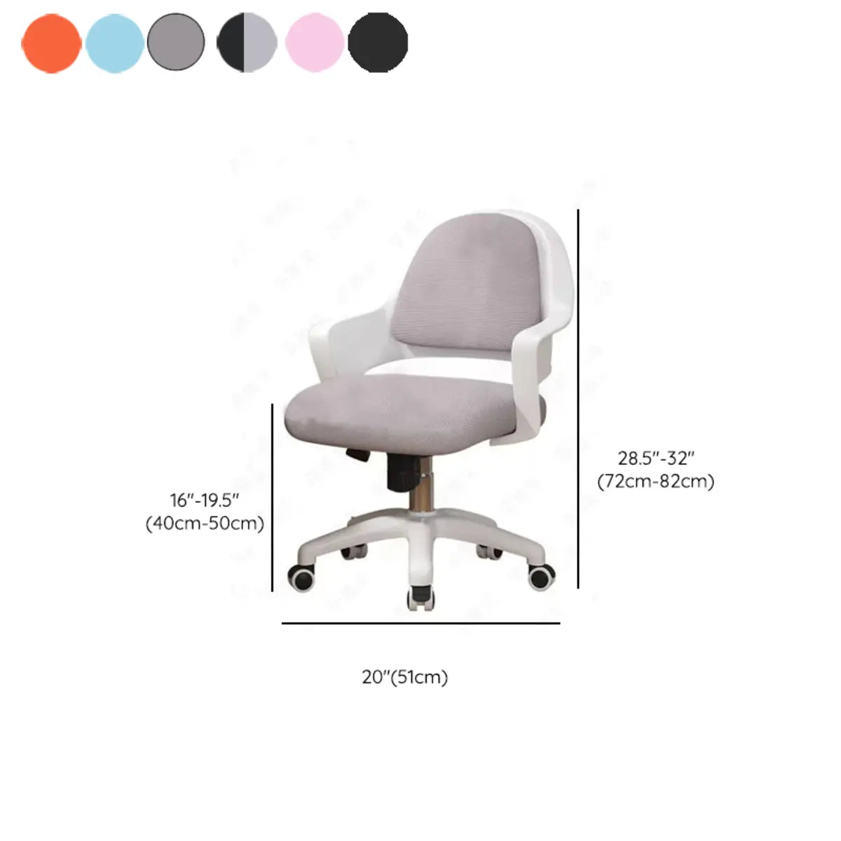 Casual Grey Swivel Upholstered Office Chair with Arms 