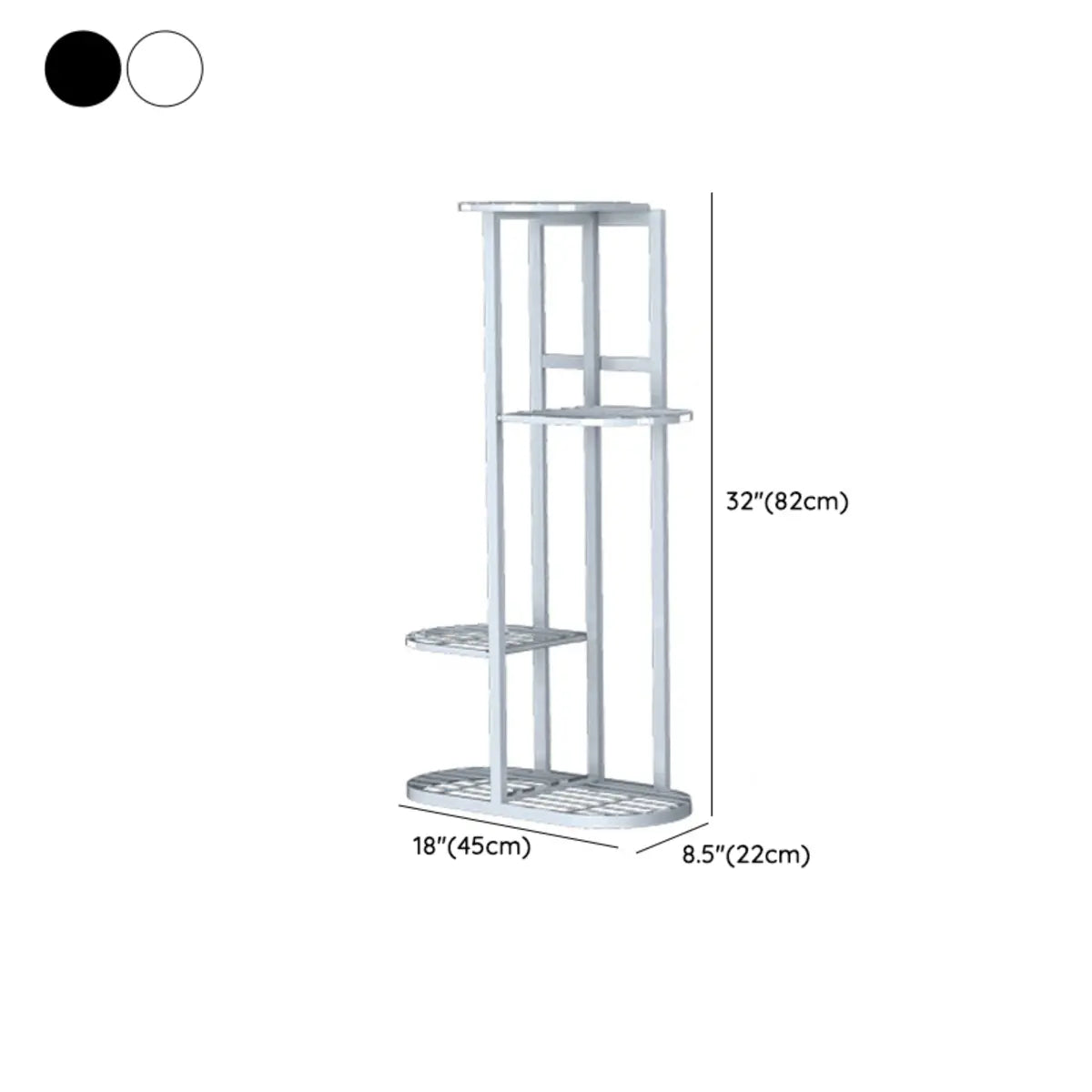 Casual Multi-Level Oval Metal Indoor Plant Stand White 