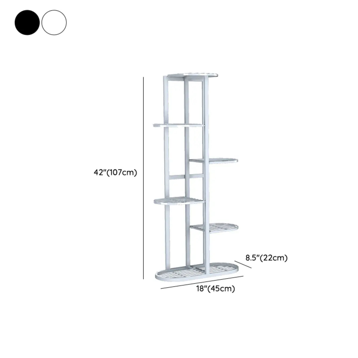 Casual Multi-Level Oval Metal Indoor Plant Stand White Image - 19