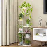 Casual Multi-Level Oval Metal Indoor Plant Stand White Image - 3