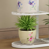 Casual Multi-Level Oval Metal Indoor Plant Stand White Image - 7