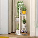 Casual Multi-Level Oval Metal Indoor Plant Stand White Image - 9