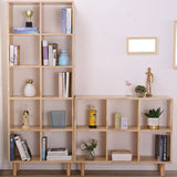 Casual Natural Finish Vertical Timber Etagere Bookcase Image - 1