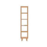 Casual Natural Finish Vertical Timber Etagere Bookcase Image - 2