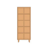 Casual Natural Finish Vertical Timber Etagere Bookcase Image - 23